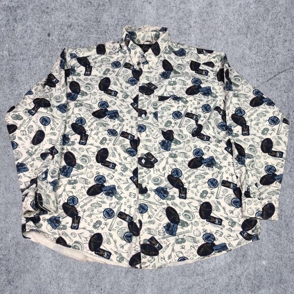Vintage 90s Woolrich All Over Print Button Down Shirt Adult Size XXL - Picture 1 of 4